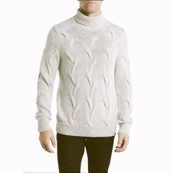 $248 BRAX Men's US M EU 50 Brian Wool Blend Knit Turtleneck Sweater in Silver - Picture 1 of 9
